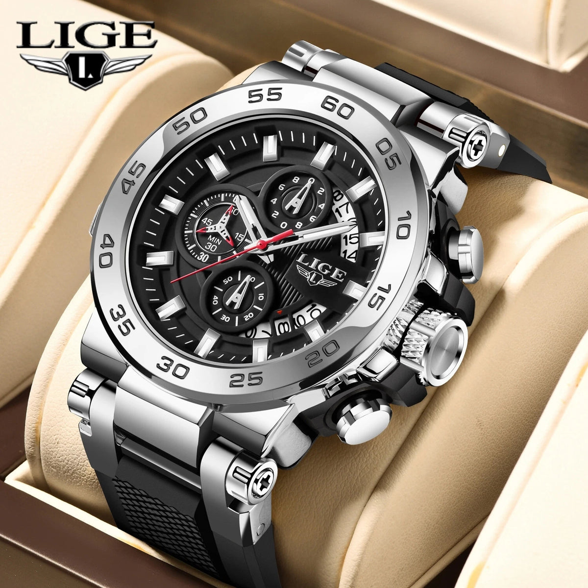 Men Watch Quartz Date Luminous Chronograph Waterproof Sport Male Wristwatch Gift